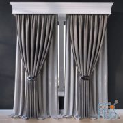 Curtains on a wide white cornice