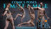 Comics Poses- Female & Male Photo Reference Pack-620 JPEGs