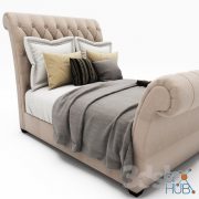 Waverly Taupe King Upholstered Sleigh Bed with Button Tufted Headboard