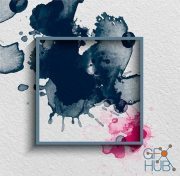 Watercolor splashes and prints hands banner design (EPS)