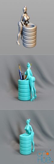 Pretty girl Pen / Pencil Holder – 3D Print