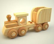 Toy wooden locomotive