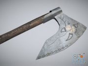 Medieval battle ax Low-Poly