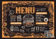 Menu food template for restaurant with doodle hand-drawn #2 (AI)
