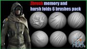 Memory and harsh folds for fabric (6 brush pack for Zbrush)