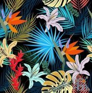 Tropical exotic floral leaf seamless pattern design (EPS)
