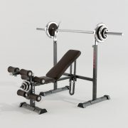 Simulator with power bench and barbell