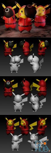 Pokemon Squid game pikachu 3 poses – 3D Print