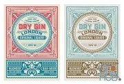 Antique label with gin liquor design (AI)