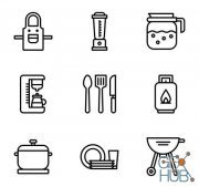60 Kitchen Vector Icons (Lineal, Lineal Color, Flat) – ESP