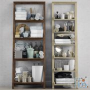 Wooden bathroom shelving with decor