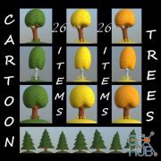 CGTrader – Cartoon trees pack Low-poly 3D model