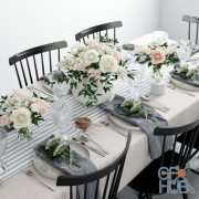 Tableware with big and small bouquet