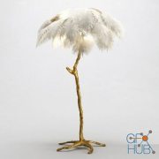 The Ostrich Feather Lamp with Gold Base