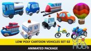 CGTrader – Animated Toy Cartoon Cute Vehicles Low Poly Pack – 02 AR VR Low-poly 3D models