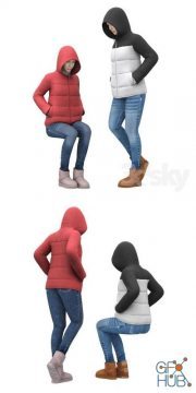 Girl in a jacket with a hood (Vray, Corona)