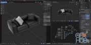 Blender3dk – Modeling a leather couch in Blender + Scene 2.8 Eevee