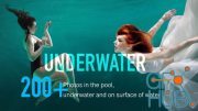 200+ Underwater Photos in the pool. Models with long hair and fabrics