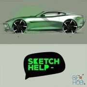 Sketch Help 4 – Automotive design side view rendering (PDF + PSD File)
