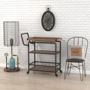 Floor lamp, table-trolley, chair and clock