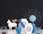 White vases and a horse figurine