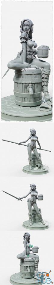 Barrel Girl Pin Up 2 Versions and NSFW – 3D Print