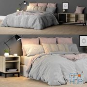 Bedroom set with pink pillow