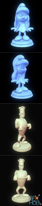 Smurfette - Smurfs and Frank - Monster Mash – 3D Print