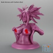 Nude Woman with Feathers Bust – 3D Print