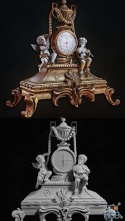 Old Baroque Table Clock PBR
