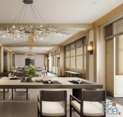 Dining Interior C008 Chinese style Vray