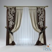 Curtain with carved decor