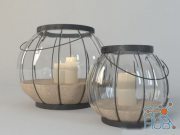 Lanterns with candles, 23 and 36 cm