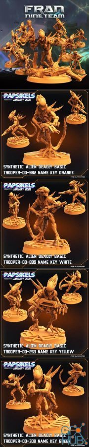 Papsikels Miniatures - Synthentic Aliens - Fran Nine Team January 2022 – 3D Print