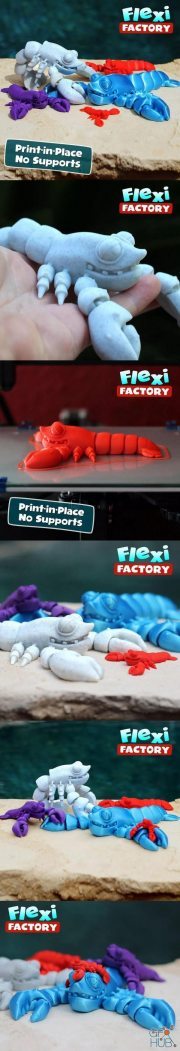 Cute Flexi Print-in-Place Lobster – 3D Print