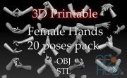 Cubebrush – 3d Printable Female Hands 20 poses pack