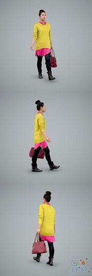 Woman with Yellow Sweater and Pink Shirt