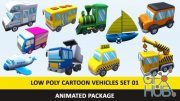 CGTrader – Animated Cartoon Cute Vehicles Low Poly Pack - 01 AR VR Games Low-poly 3D models