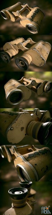 WW2 German Military Afrika Corps Binoculars (max, fbx, obj) PBR