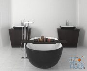 Oval bathtub and sinks