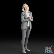 Business woman in gray suit 3d scan