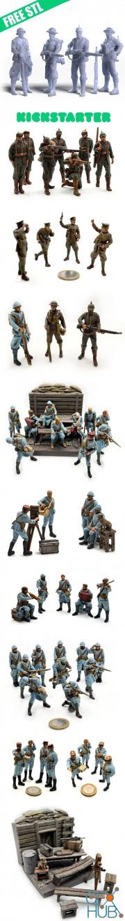 Total war 1915 - Free WW1 soldiers (French, UK, US, German) – 3D Print