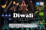 Envato – 23 Diwali Photoshop Stamp Brushes