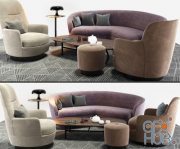 Sofa and armchair furniture set by Minotti