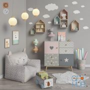 Toy cats and furniture (Vray, Corona)