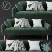 Macy Green Velvet Sofa (max, obj)