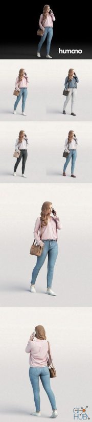 Casual woman walking with a bag and phone