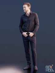 Young man Kenneth in dark clothes (3D-Scan)