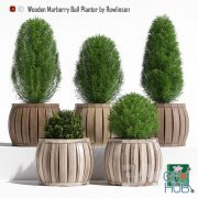Rowlinson Marberry Wooden Ball Planter