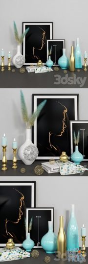 Blue and Gold Decorative Set